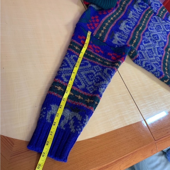 Eddie Bauer Sweater Pullover Vintage Wool turtleneck Deer Animals Geometric Aran - Picture 16 of 16